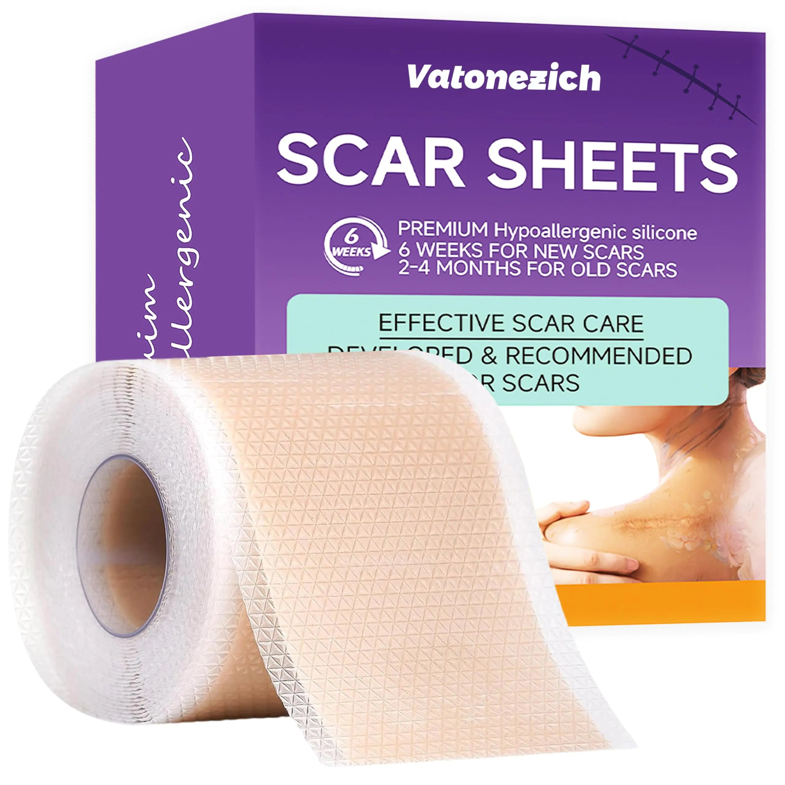 Silicone Scar Sheets(1.6" X 120" Roll- 3M) Silicone Scar Tape for Surgical ScarsSilicone Scar Removal Strips for SurgicalC-SectionTummy TuckKeloid Scars Keloid Bump Removal